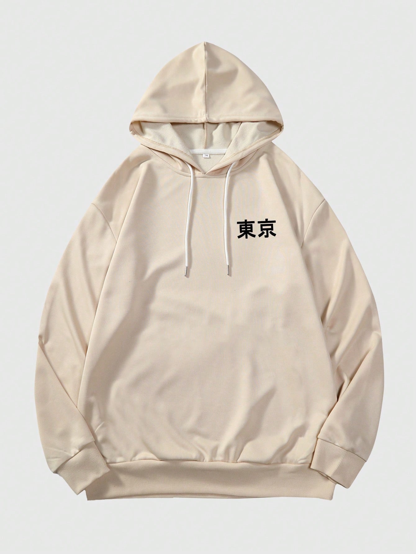 ROMWE Anime Men Japanese Writing Figure Graphic Drawstring Hoodie, School