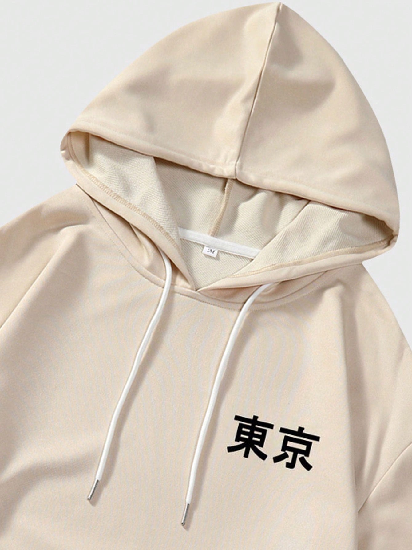 ROMWE Anime Men Japanese Writing Figure Graphic Drawstring Hoodie, School