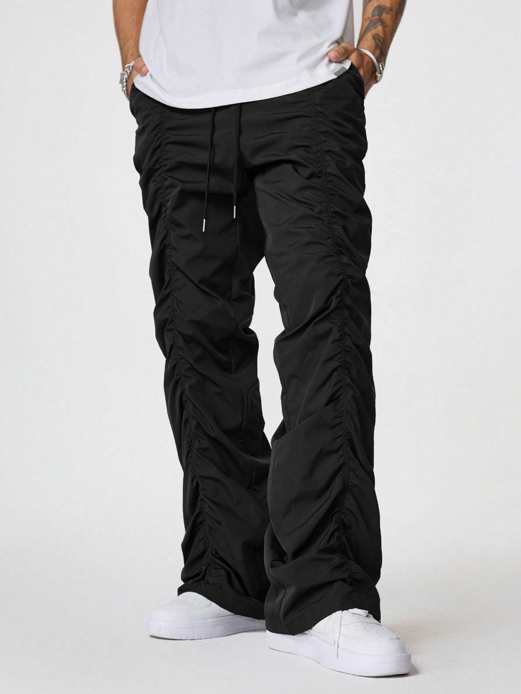 Manfinity StreetEZ Men's Solid Color Drawstring Casual Straight Leg Pants