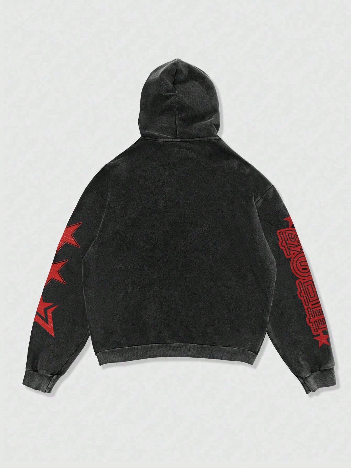 ROMWE Street Life Men's Gothic Anime Cartoon Character Printed Washed Distressed Hoodie