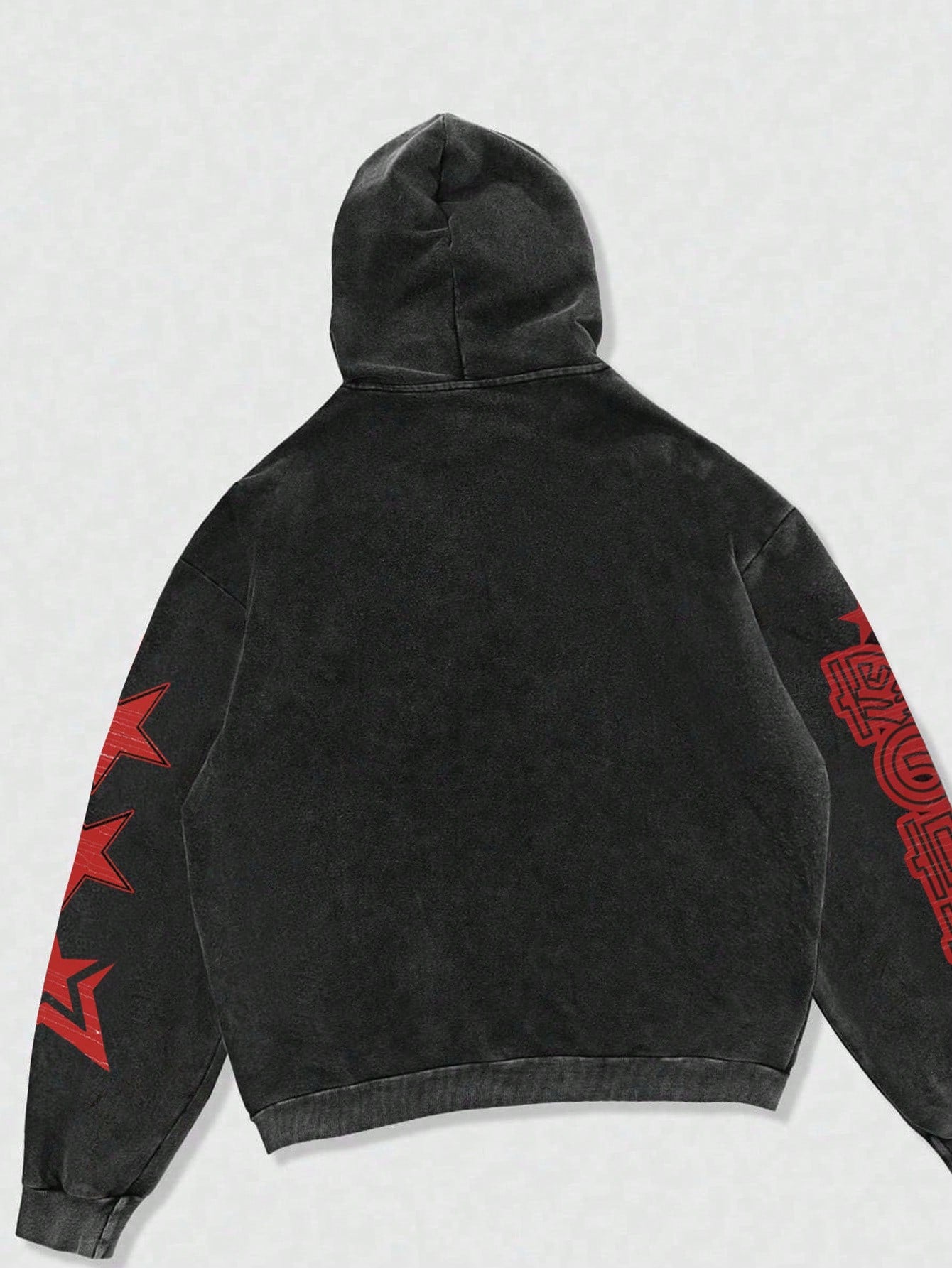 ROMWE Street Life Men's Gothic Anime Cartoon Character Printed Washed Distressed Hoodie