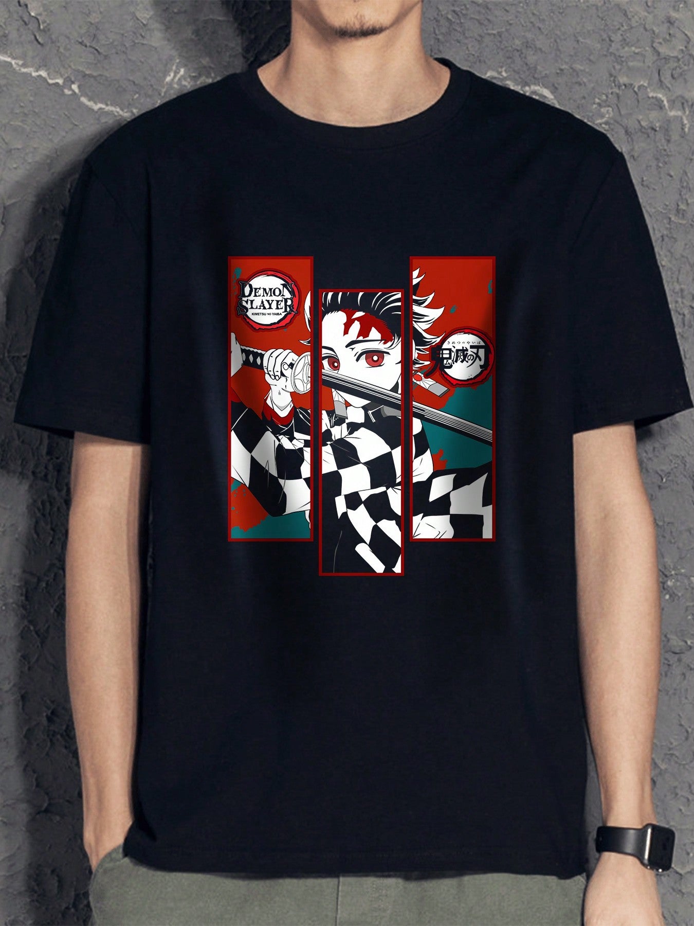 Cool Anime Character Printed Top, Casual And Fashionable Short Sleeved Round Neck T-Shirt, Men's Summer Outdoor Clothing, Versatile For Daily Casual Wear